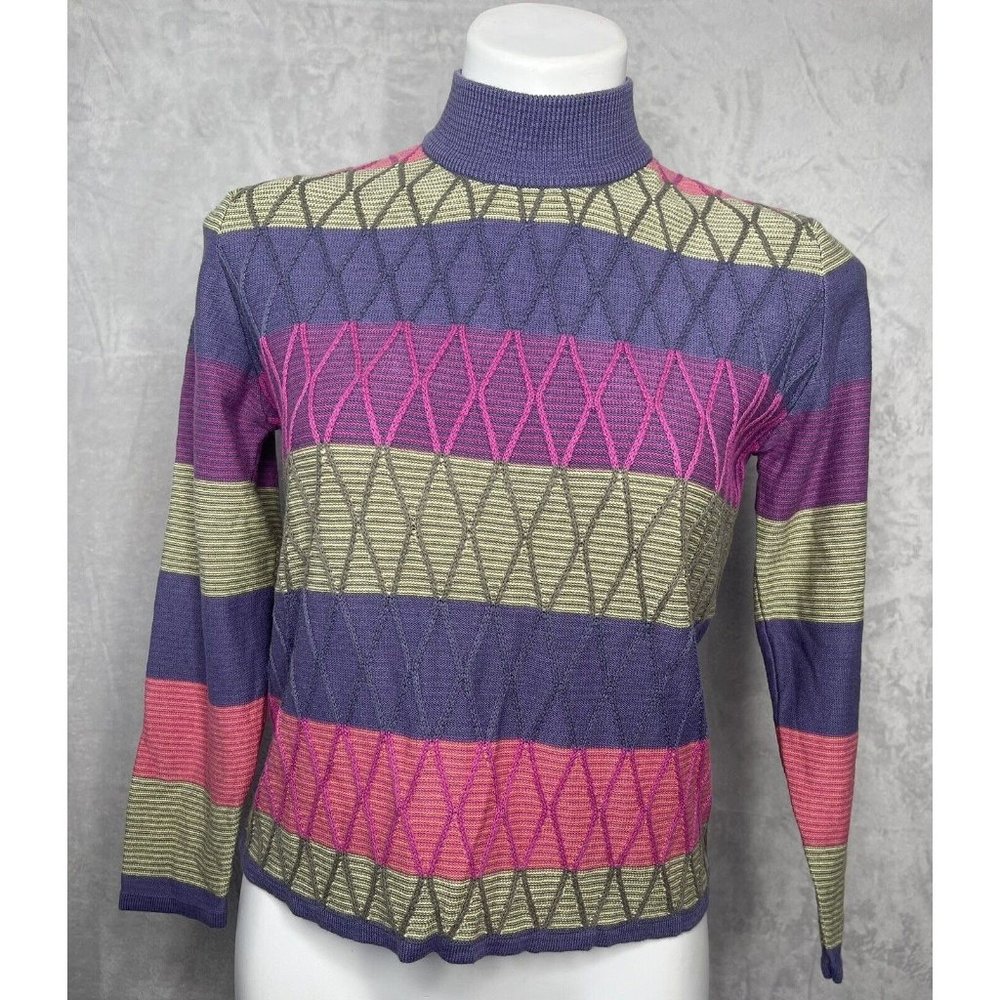 KORET Petites sweater sz P Long Sleeve Mock Turtleneck Multi Color - Picture 1 of 8